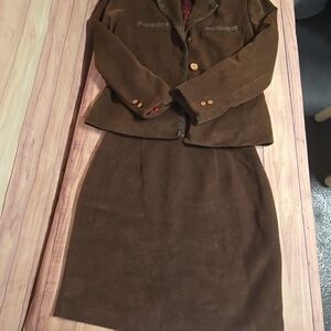 Sage Elegant Brown Skirt Set